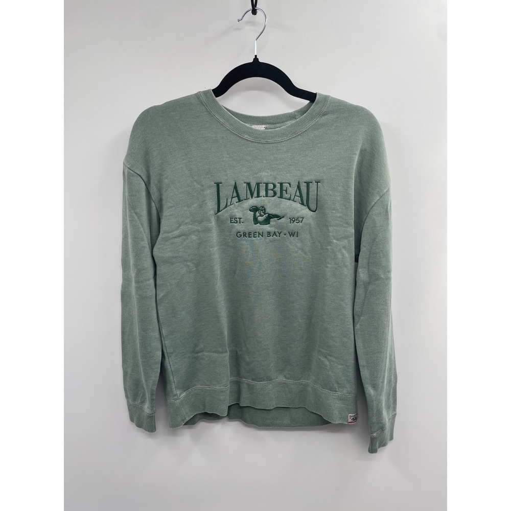 Techstyles Lambeau Field Sweatshirt Men Small Sage Green Fleece‎ Embroidered NWT